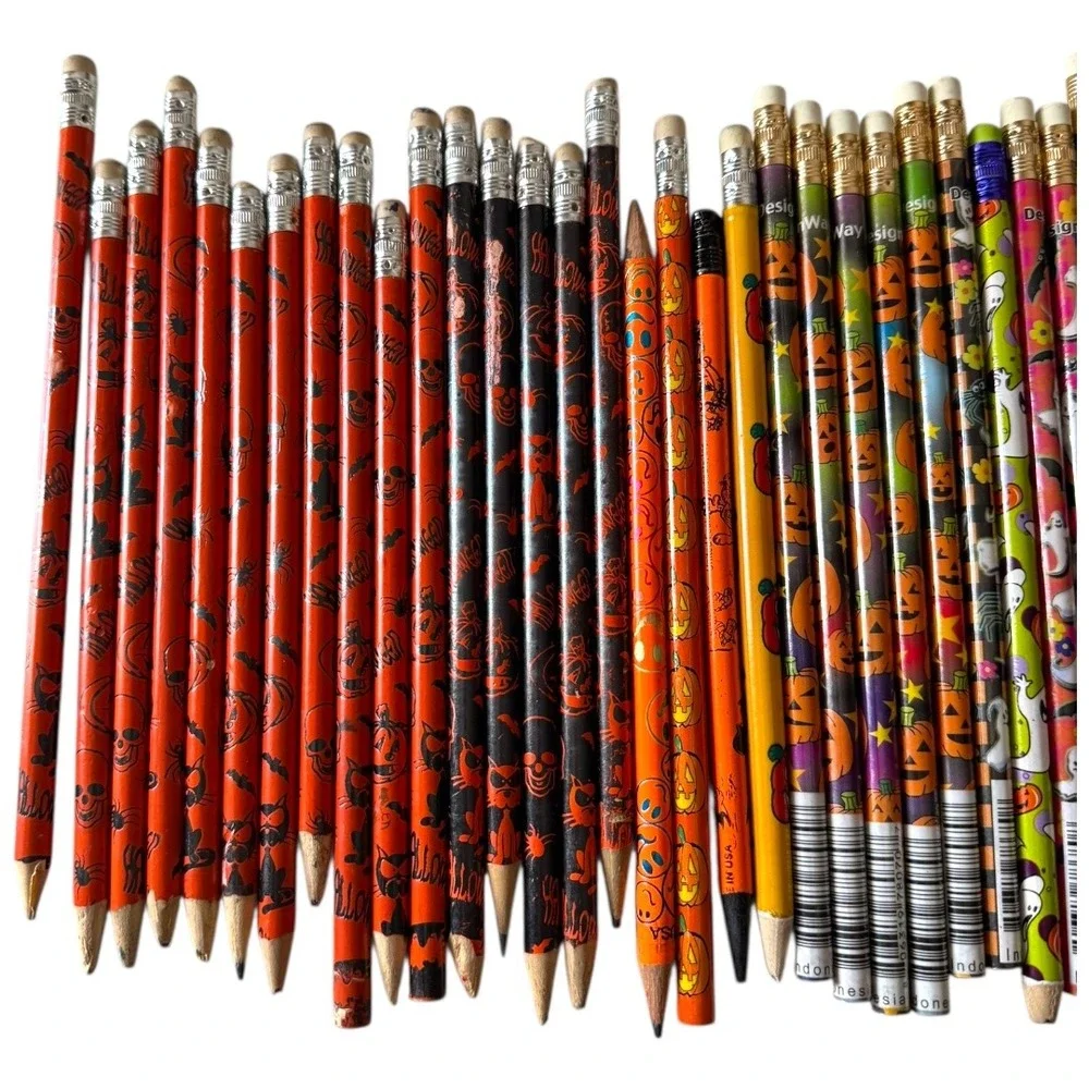 Halloween‎ Pencils Erasers Lot  Spooky Season Vintage y2k School Supplies B20Q